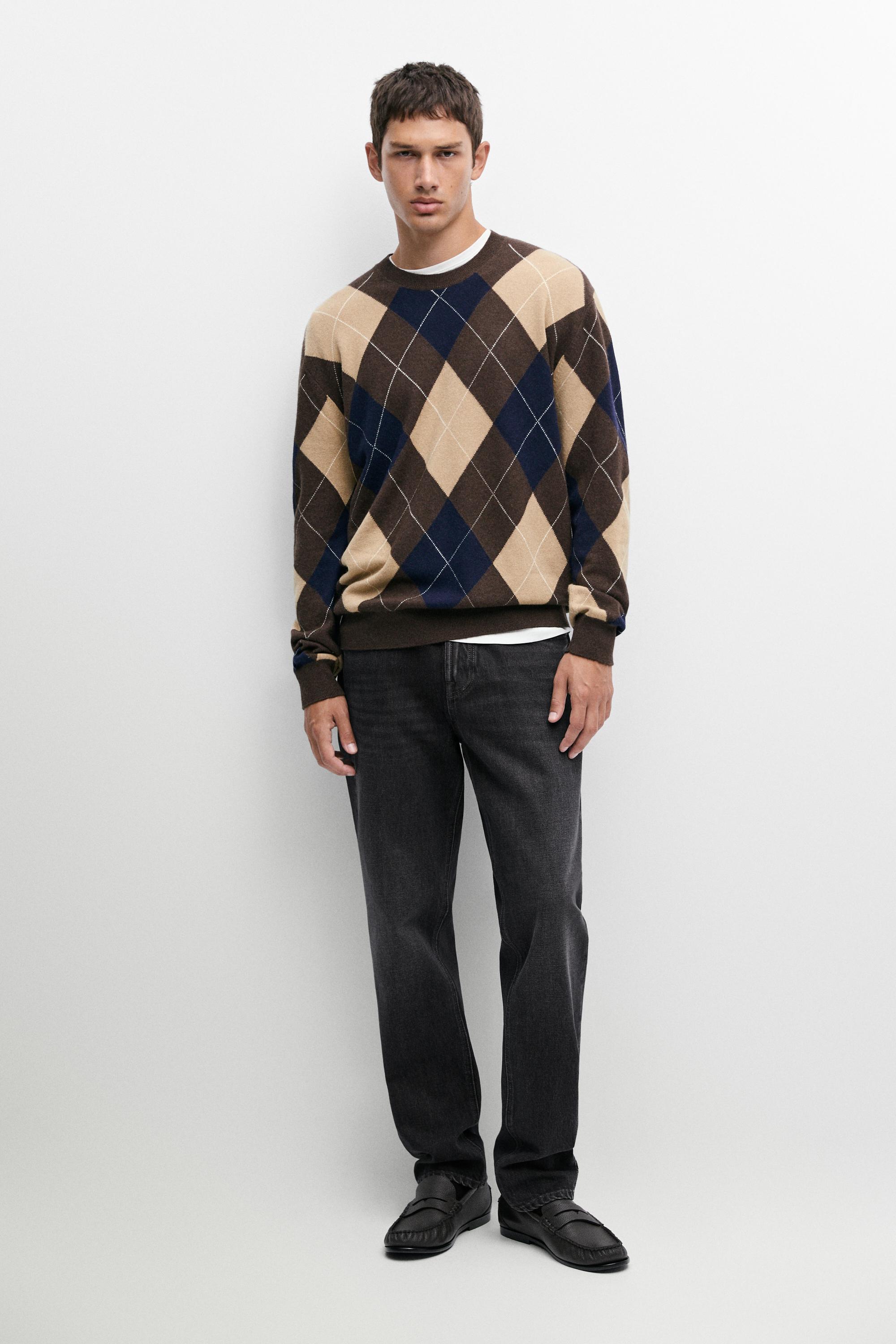 Pull en maille à losanges avec de la laine